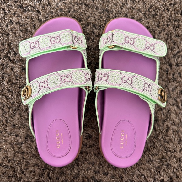 Gucci Moritz Sandals GG canvas crystal-embellished Slides - Picture 2 of 9